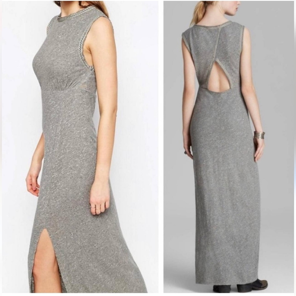 Free People Sabrina Grey Cutout Maxi Dress Sz XS
